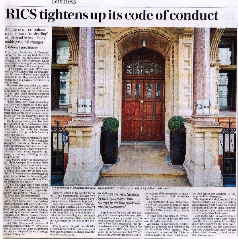 RICS Brings Hammer Down on Unscrupulous Business Rates Advisors